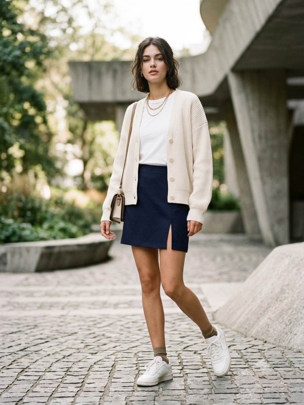 Aritzia Sunday Best Navy Blue Mini Skirt With Side Slit